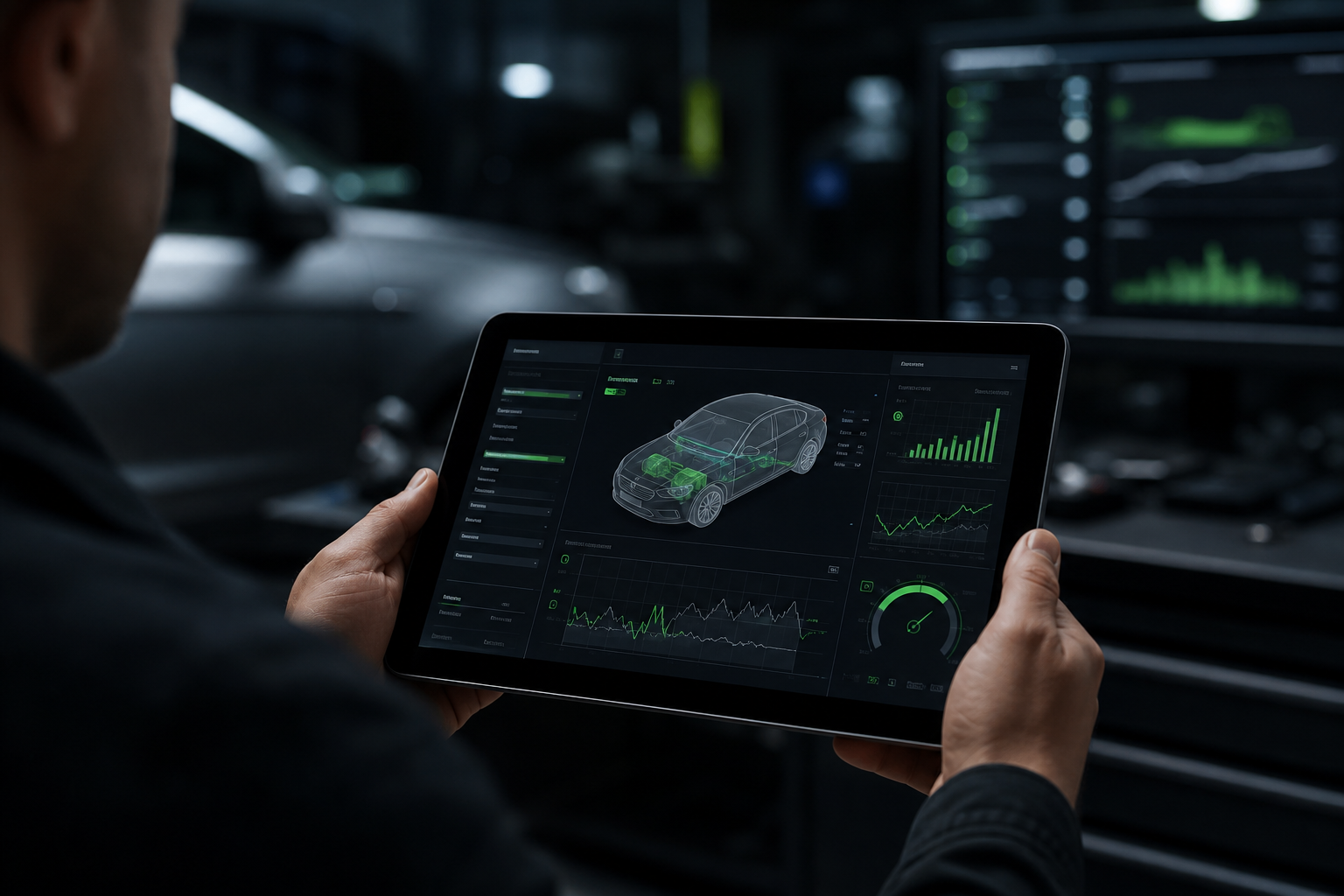 Tablet mit Diagnosediagramm in den Händen eines Nutzers